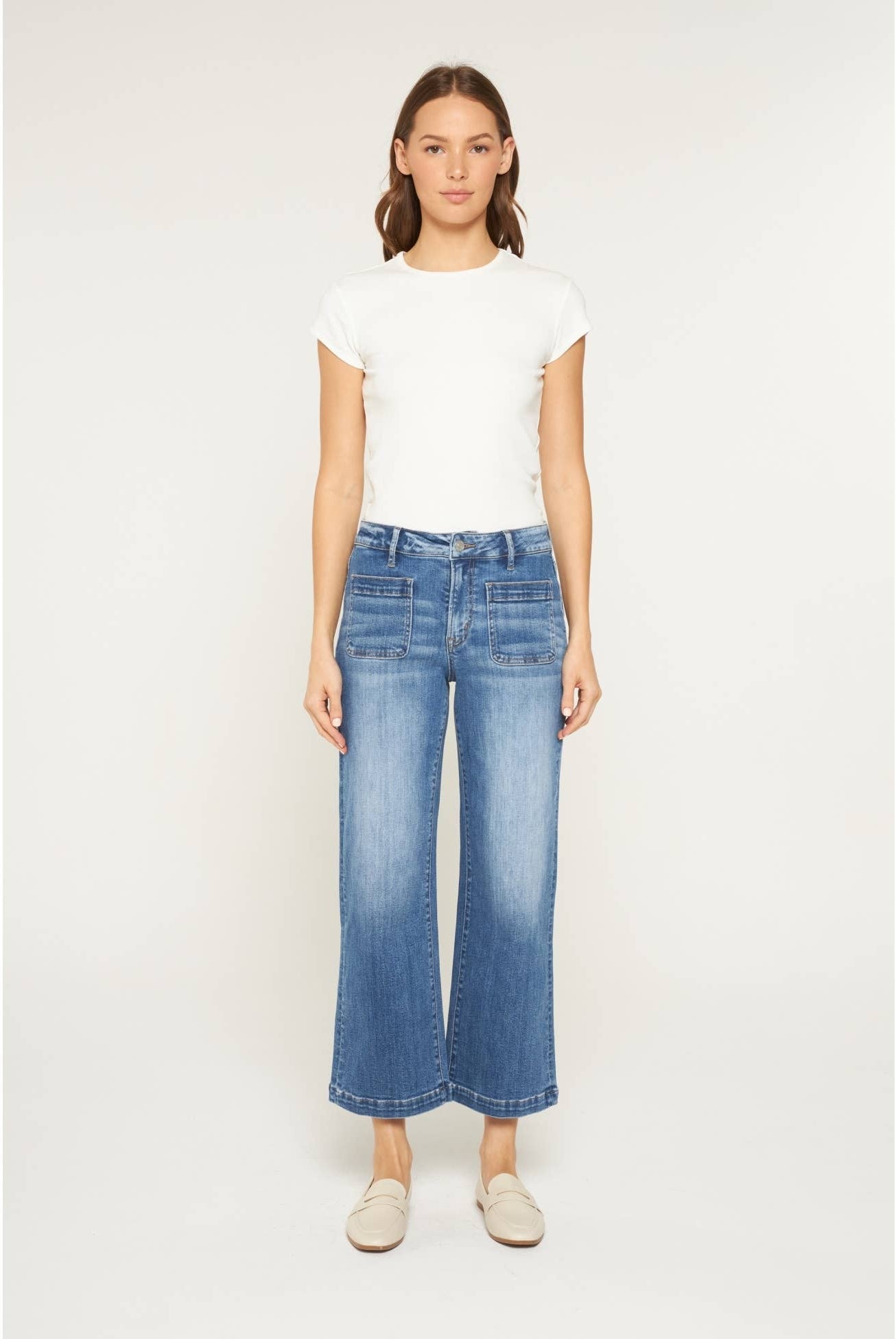 High Rise Cropped Wide Leg Mica Denim Jeans-Jeans-Mica Denim-Stuffology - Where Vintage Meets Modern, A Boutique for Real Women in Crosbyton, TX