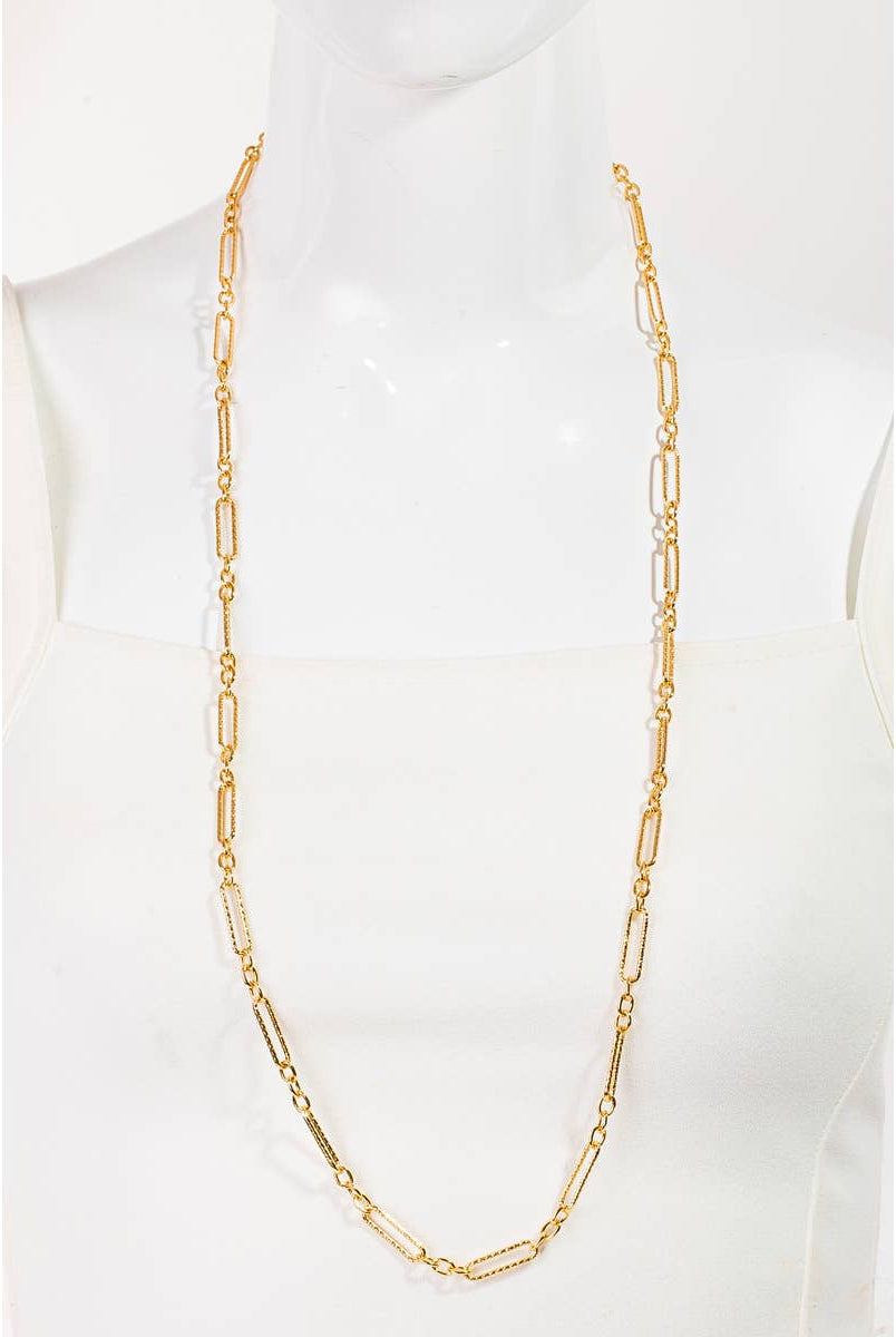 Textured Clip Chain Link Long Necklace | Stuffology Boutique-Necklaces-The Looks by Fame Accessories-Stuffology - Where Vintage Meets Modern, A Boutique for Real Women in Crosbyton, TX