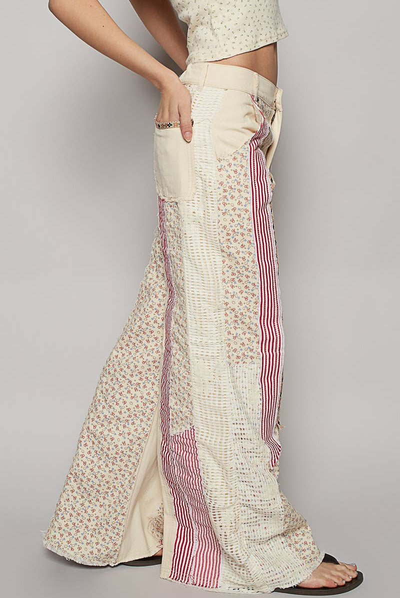 POL Clothing Patchwork Relaxed Woven Denim Jeans-Jeans-Pol Clothing-Stuffology - Where Vintage Meets Modern, A Boutique for Real Women in Crosbyton, TX