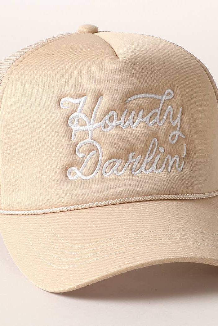 Howdy Darlin' Embroidered Mesh Back Trucker Cap | Stuffology Boutique-Hats-Fashion City-Stuffology - Where Vintage Meets Modern, A Boutique for Real Women in Crosbyton, TX