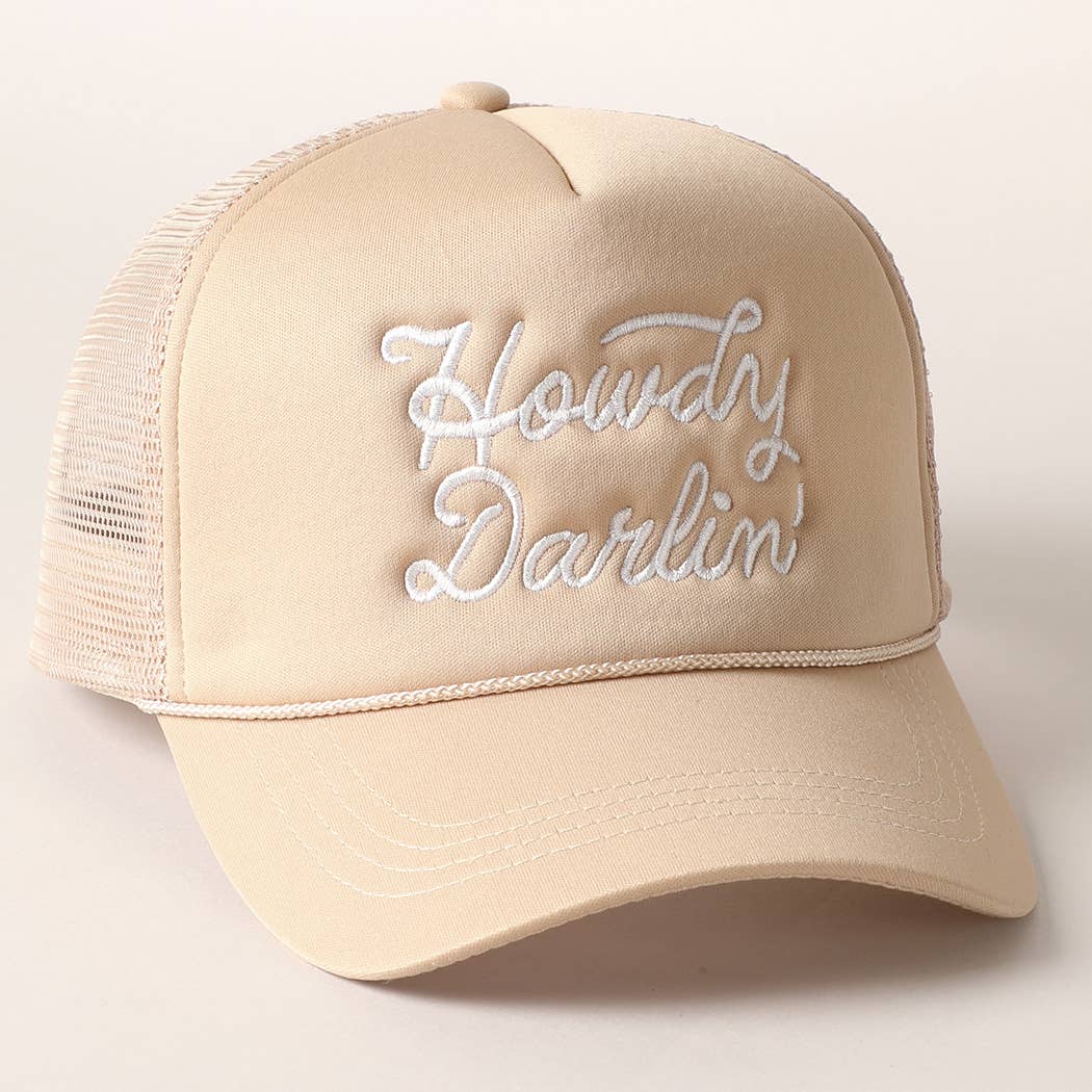 Howdy Darlin' Embroidered Mesh Back Trucker Cap | Stuffology Boutique-Hats-Fashion City-Stuffology - Where Vintage Meets Modern, A Boutique for Real Women in Crosbyton, TX