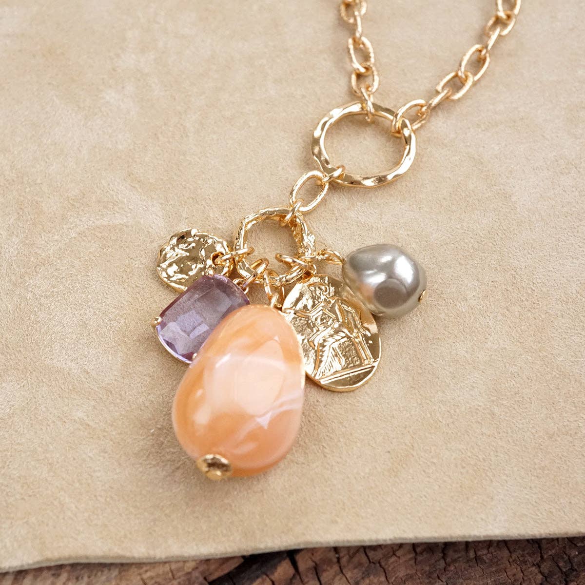 Desert Bloom – Long Cluster Charm Necklace-Necklaces-PennyLine inc-Stuffology - Where Vintage Meets Modern, A Boutique for Real Women in Crosbyton, TX