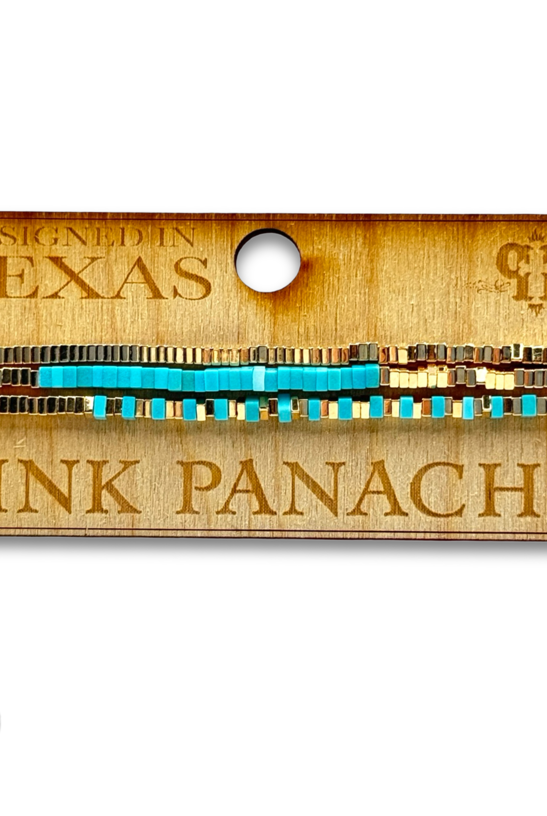 Gold and turquoise square bead bracelet-Bracelets-Pink Panache Brands-Stuffology - Where Vintage Meets Modern, A Boutique for Real Women in Crosbyton, TX