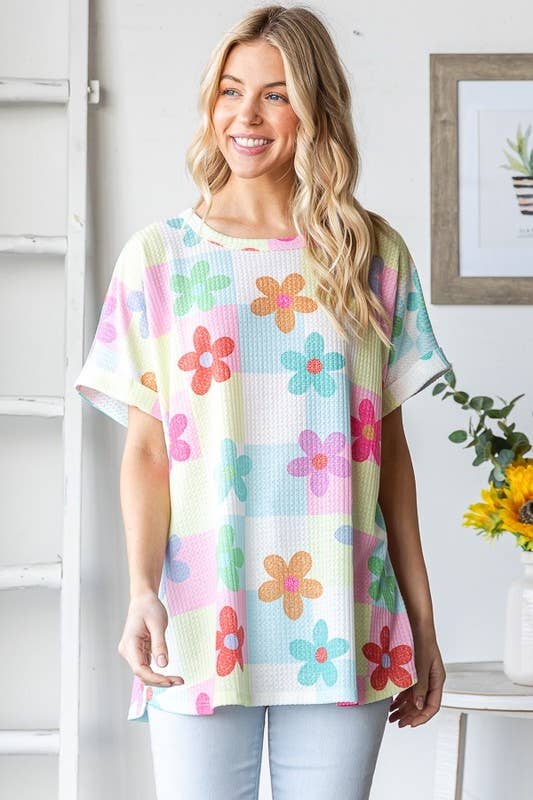 SHORT SLEEVE FLORAL PRINT TOP-Oversized Top-HEIMISH-Stuffology - Where Vintage Meets Modern, A Boutique for Real Women in Crosbyton, TX