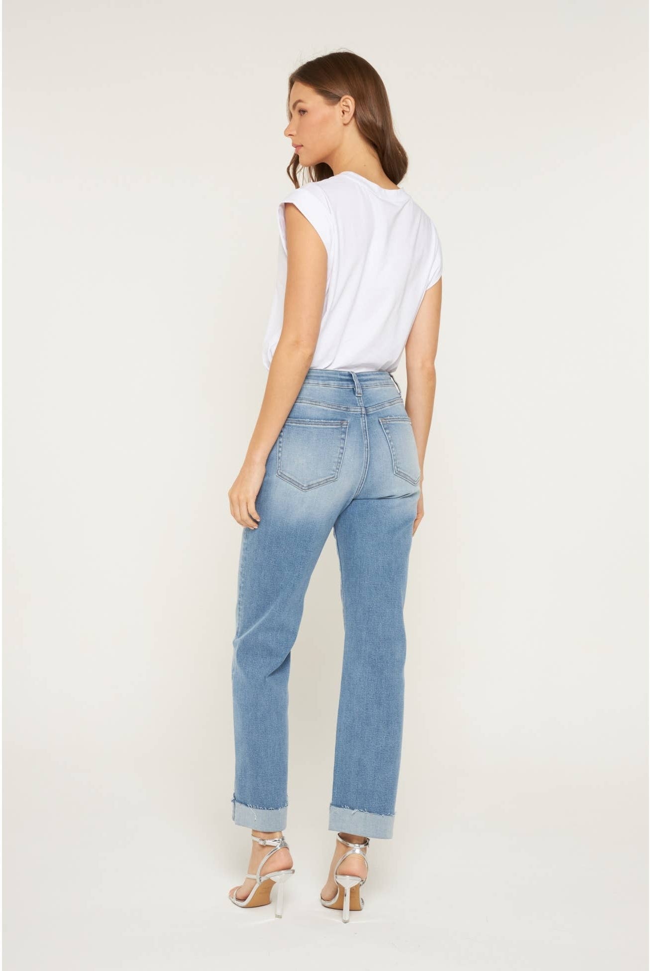 High Rise Straight Leg Cuffed Mica Denim Jeans-Jeans-Mica Denim-Stuffology - Where Vintage Meets Modern, A Boutique for Real Women in Crosbyton, TX