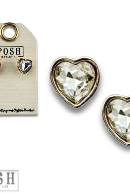 Rhinestone heart stud earring-Earrings-Pink Panache Brands-Stuffology - Where Vintage Meets Modern, A Boutique for Real Women in Crosbyton, TX