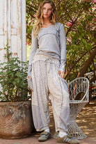 POL Clothing Floral Patch Knit Joggers-Joggers-Pol Clothing-Stuffology - Where Vintage Meets Modern, A Boutique for Real Women in Crosbyton, TX