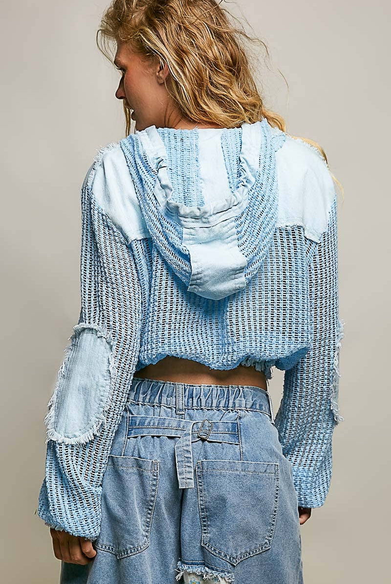 POL Clothing Open Knit Frayed Jacket-Jackets-Pol Clothing-Stuffology - Where Vintage Meets Modern, A Boutique for Real Women in Crosbyton, TX