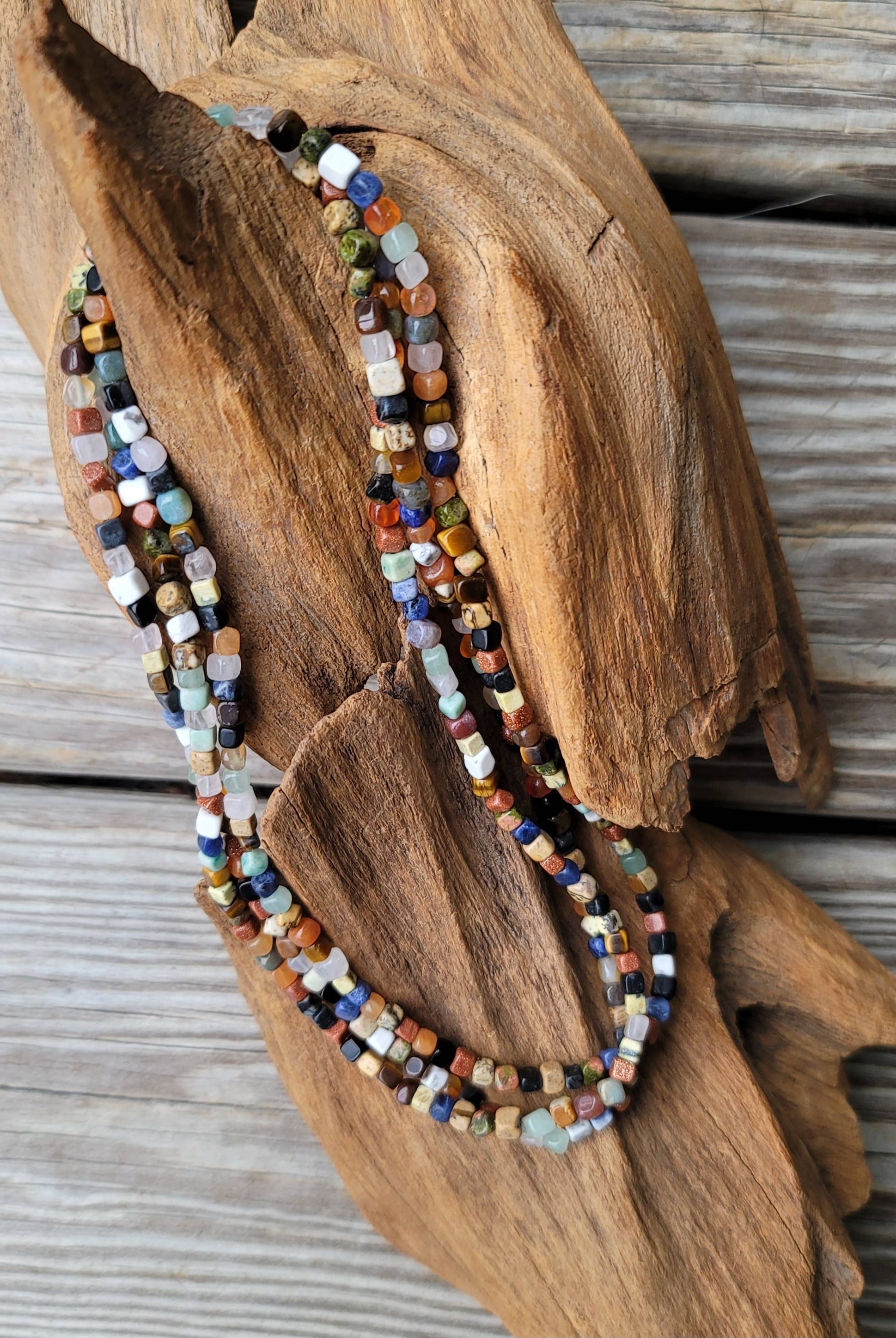 Natural gemstones 3 strand choker Native Southwest handmade-Horse Spirit Studio-Stuffology - Where Vintage Meets Modern, A Boutique for Real Women in Crosbyton, TX
