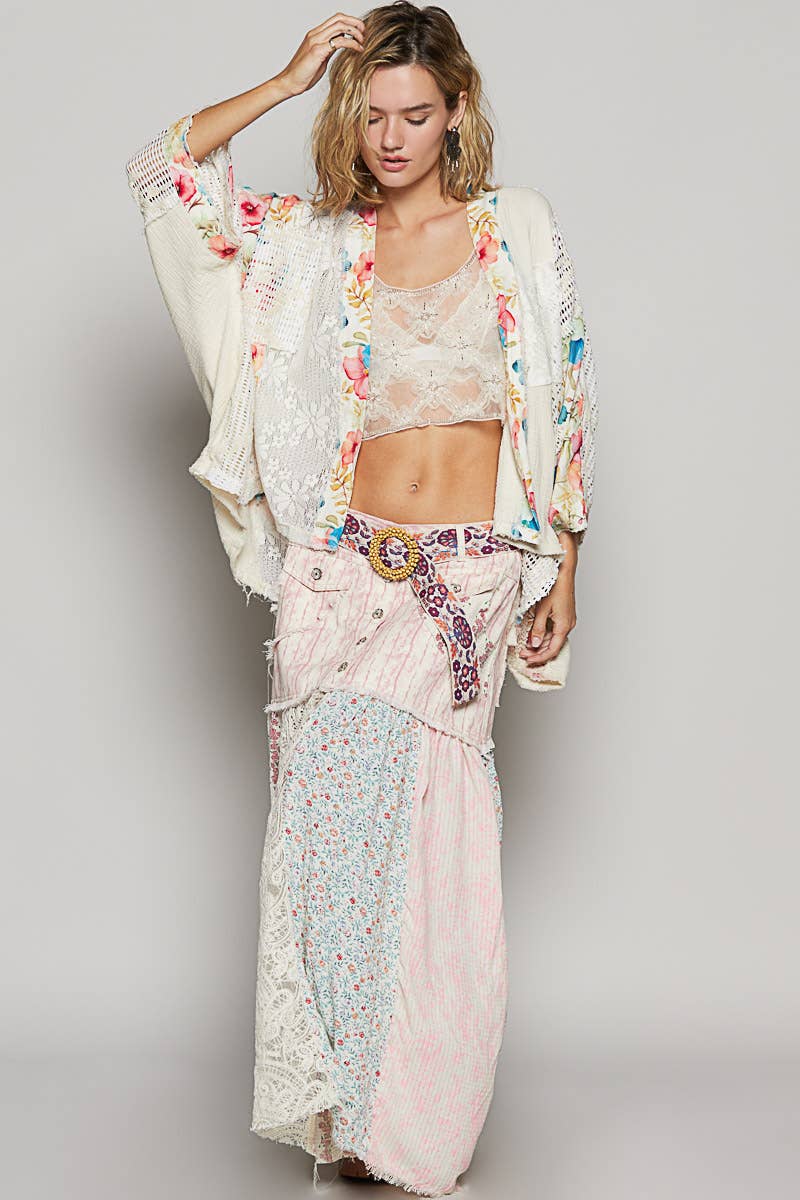 Oversized Floral Pattern Double Gauze Cardigan-Gauze Cardigan-Pol Clothing-Stuffology - Where Vintage Meets Modern, A Boutique for Real Women in Crosbyton, TX