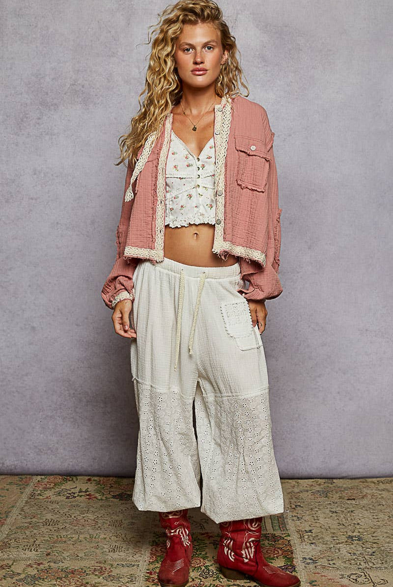 Vintage Wash Double Gauze Hoodie Jacket-Hoodie-Pol Clothing-Stuffology - Where Vintage Meets Modern, A Boutique for Real Women in Crosbyton, TX