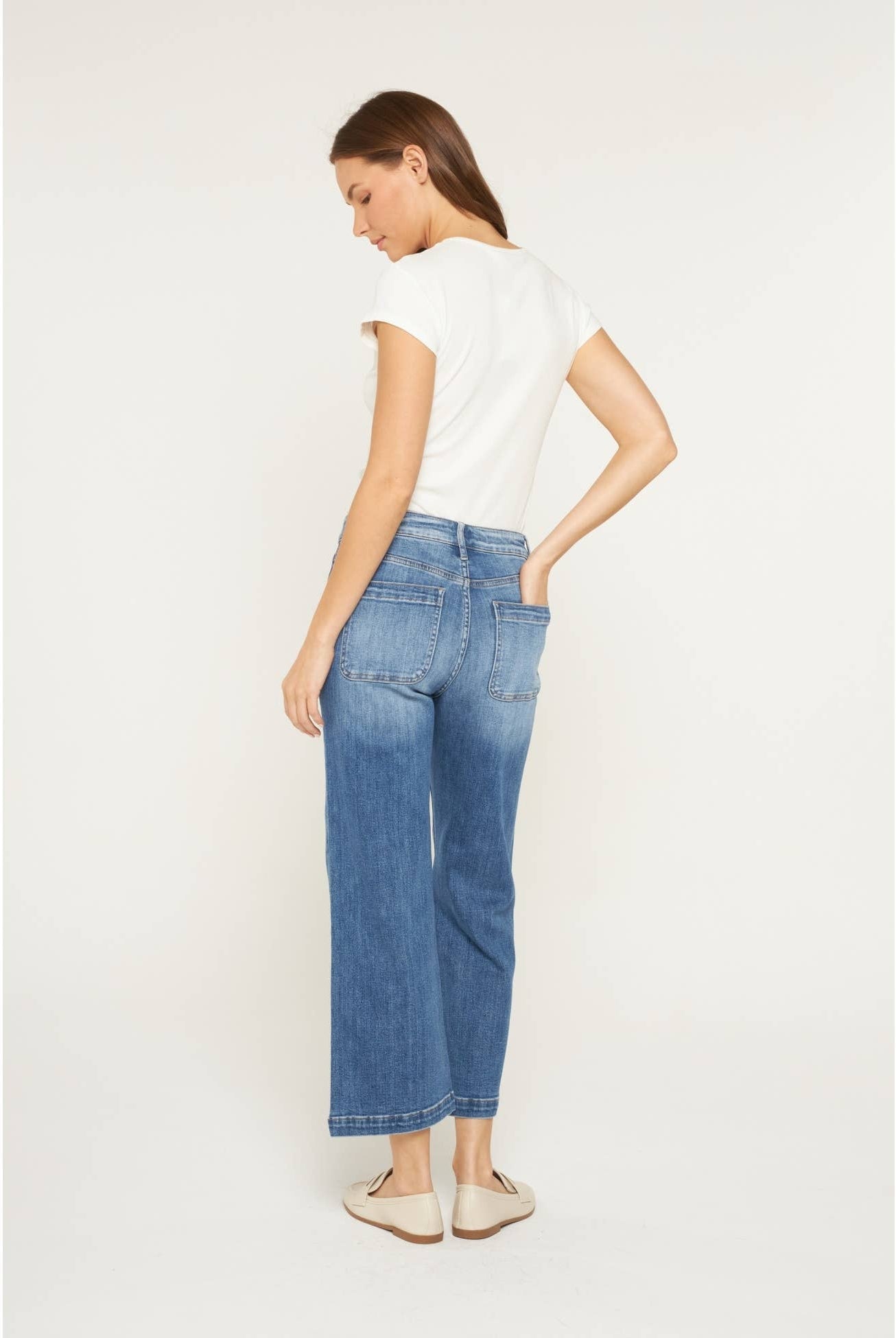 High Rise Cropped Wide Leg Mica Denim Jeans-Jeans-Mica Denim-Stuffology - Where Vintage Meets Modern, A Boutique for Real Women in Crosbyton, TX