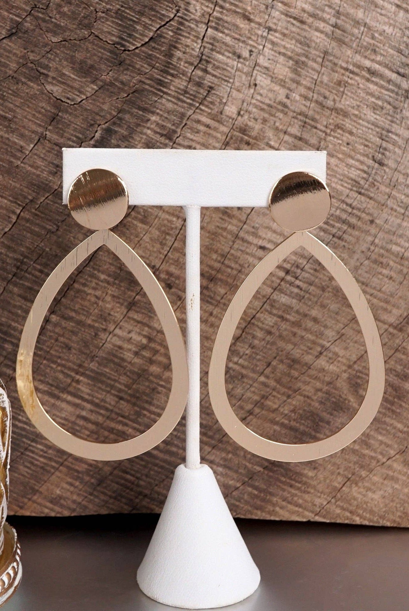 Teardrop Shape Statement Earrings – Gold Tone-PennyLine inc-Stuffology - Where Vintage Meets Modern, A Boutique for Real Women in Crosbyton, TX