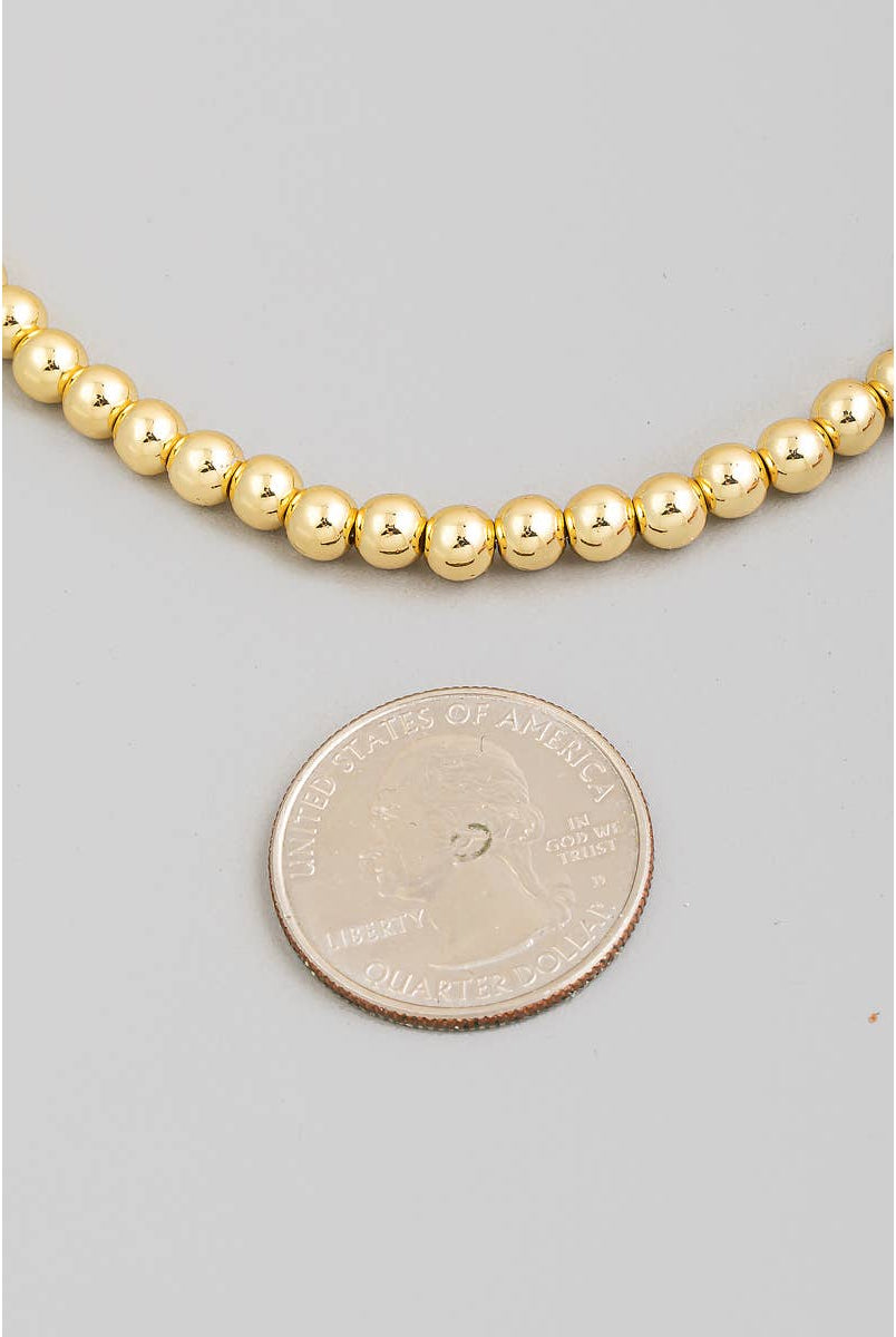 Gold Dipped Ball Beaded Necklace-Necklaces-The Looks by Fame Accessories-Stuffology - Where Vintage Meets Modern, A Boutique for Real Women in Crosbyton, TX