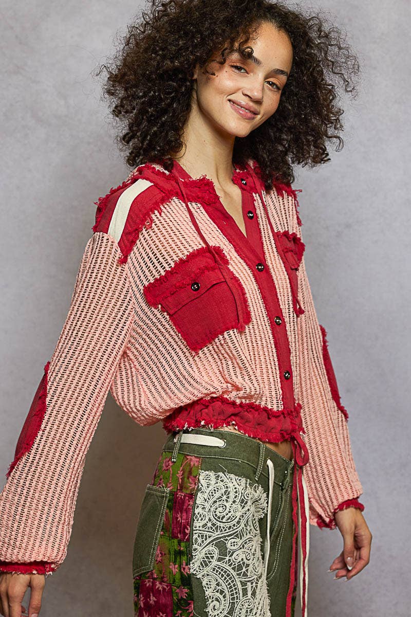 POL Clothing Open Knit Frayed Jacket-Jackets-Pol Clothing-Stuffology - Where Vintage Meets Modern, A Boutique for Real Women in Crosbyton, TX