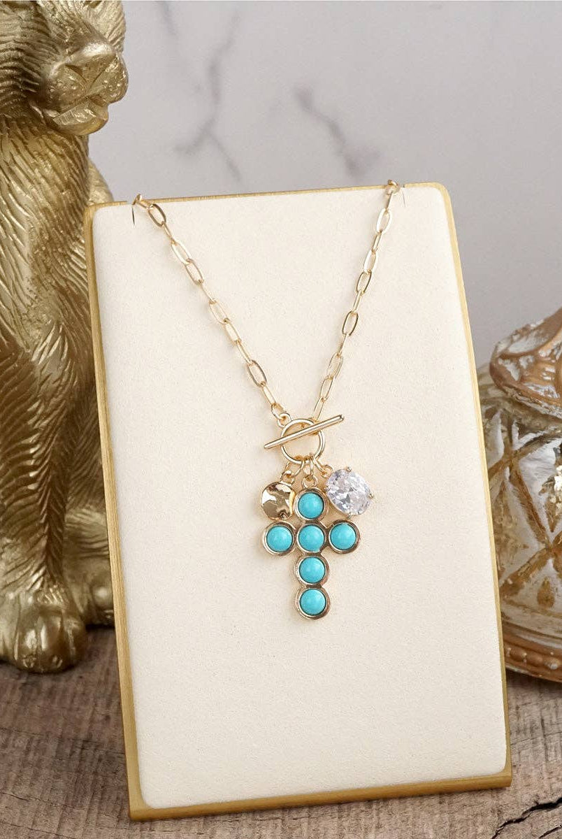 Golden Keepsakes – Charm Cluster Stretch Bracelet with Beads & Stones-Bracelets-PennyLine inc-Stuffology - Where Vintage Meets Modern, A Boutique for Real Women in Crosbyton, TX