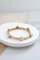 Jeweled Golden Bangle with semi precious stone dots-Bracelets-PennyLine inc-Stuffology - Where Vintage Meets Modern, A Boutique for Real Women in Crosbyton, TX