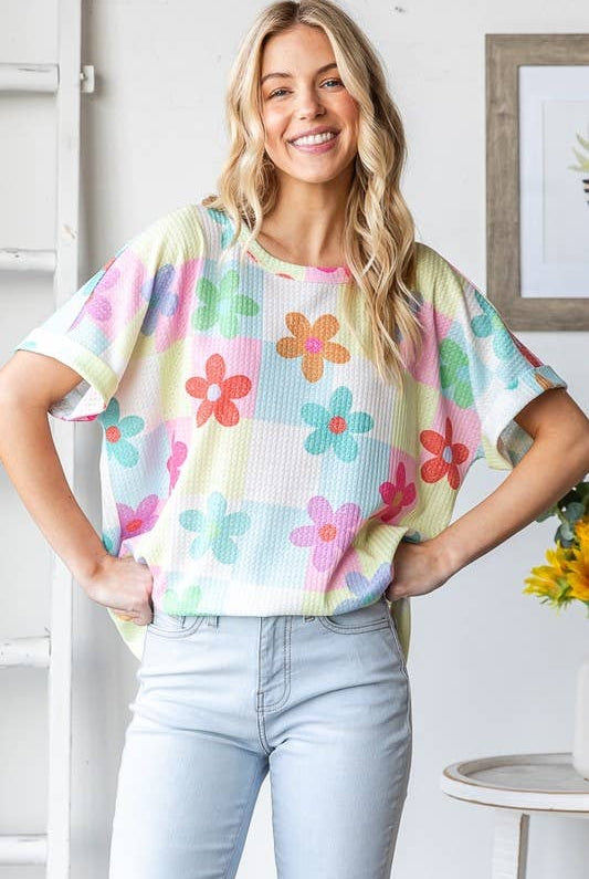 SHORT SLEEVE FLORAL PRINT TOP-Oversized Top-HEIMISH-Stuffology - Where Vintage Meets Modern, A Boutique for Real Women in Crosbyton, TX