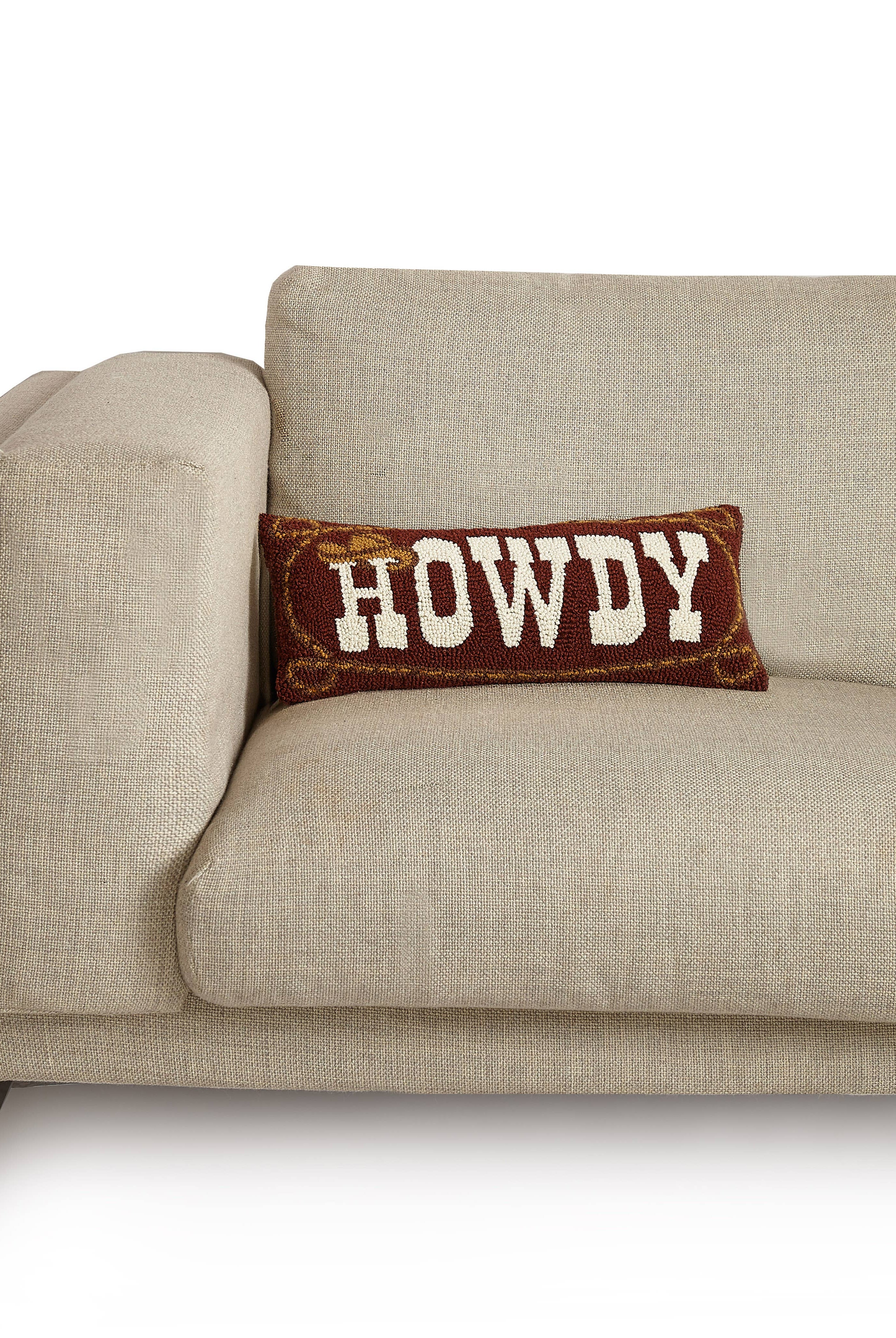 HOWDY HOOK PILLOW-throw pillow-Stuffology Boutique-Stuffology - Where Vintage Meets Modern, A Boutique for Real Women in Crosbyton, TX