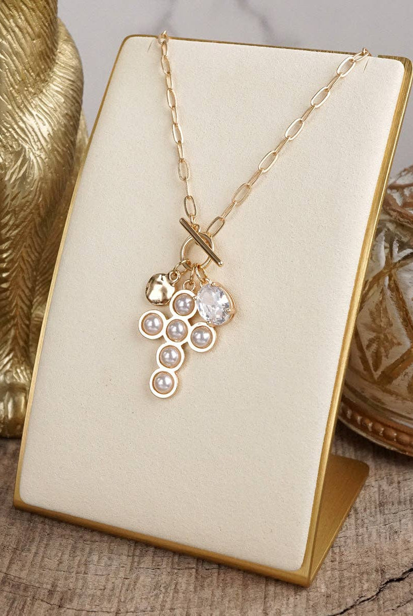 Grace Notes – Dainty Charm Cluster Necklace on Paperclip Chain-Necklaces-PennyLine inc-Stuffology - Where Vintage Meets Modern, A Boutique for Real Women in Crosbyton, TX