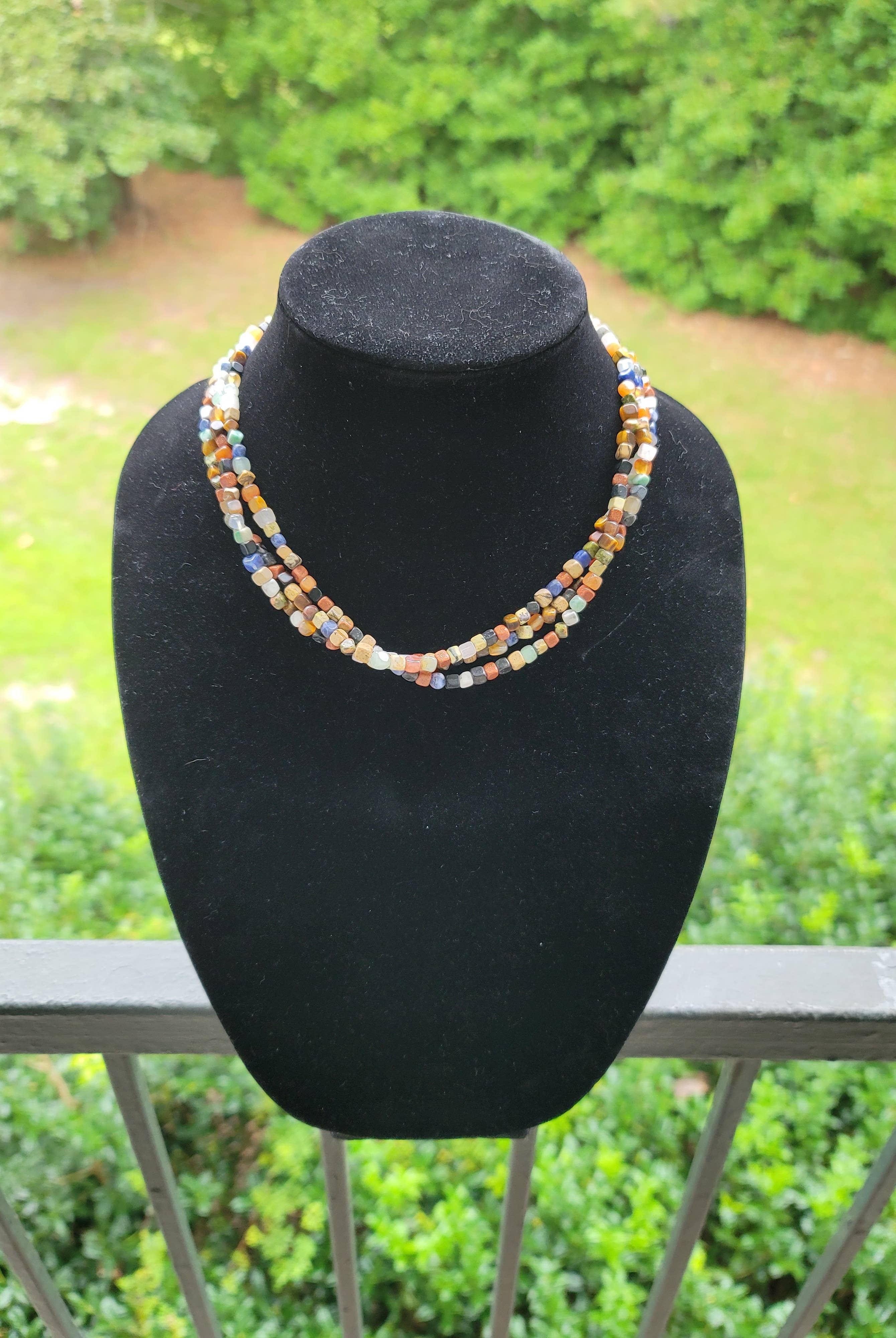 Natural gemstones 3 strand choker Native Southwest handmade-Horse Spirit Studio-Stuffology - Where Vintage Meets Modern, A Boutique for Real Women in Crosbyton, TX