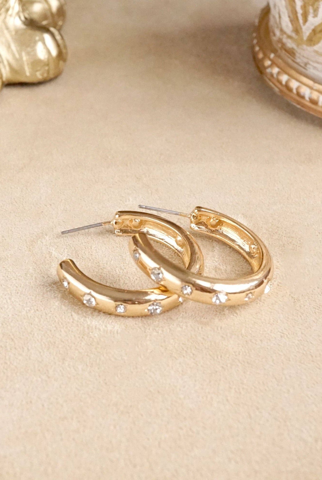 Classic Bubble Hoops – Gold with Crystal, Pearl, or Turquoise-Earrings-PennyLine inc-Stuffology - Where Vintage Meets Modern, A Boutique for Real Women in Crosbyton, TX
