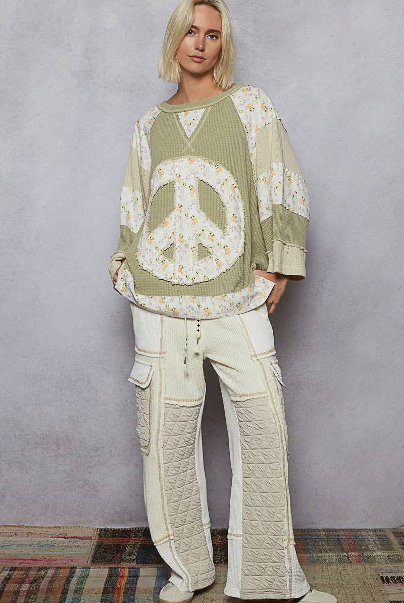 POL Clothing - Peace Sign Top-Pullover Top-Pol Clothing-Stuffology - Where Vintage Meets Modern, A Boutique for Real Women in Crosbyton, TX