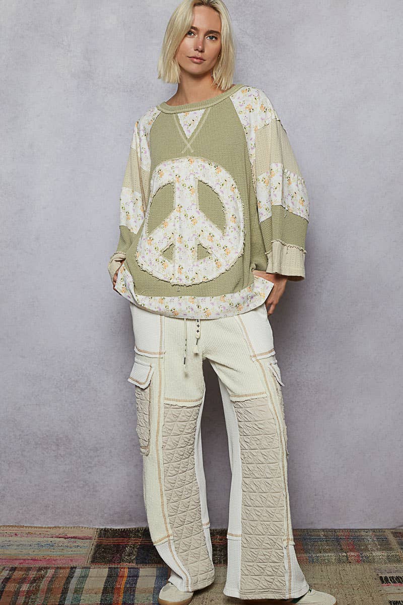 POL Clothing - Peace Sign Top-Pullover Top-Pol Clothing-Stuffology - Where Vintage Meets Modern, A Boutique for Real Women in Crosbyton, TX