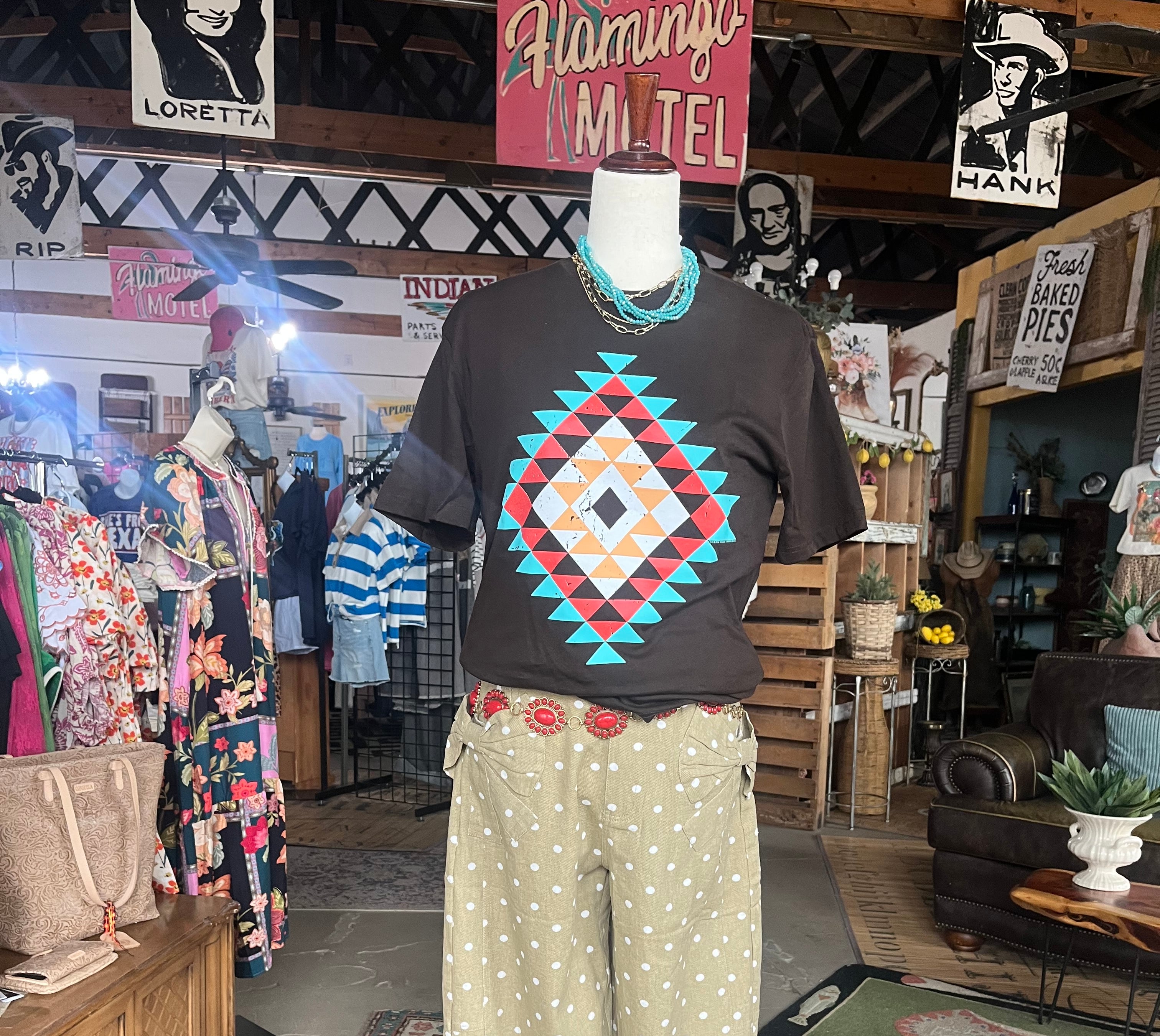 Mesa Aztec Graphic Tee-Graphic Tees-Texas True Threads-Stuffology - Where Vintage Meets Modern, A Boutique for Real Women in Crosbyton, TX