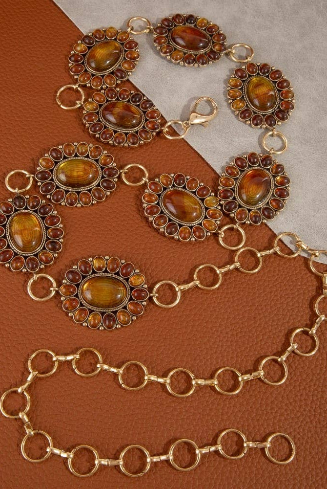 Western Oval Concho Disc Chain Belt-BELT-The Looks by Fame Accessories-Stuffology - Where Vintage Meets Modern, A Boutique for Real Women in Crosbyton, TX