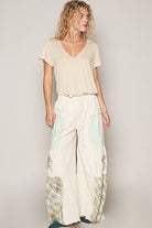 Star patch detail solid chambray wide pants-Pants-Pol Clothing-Stuffology - Where Vintage Meets Modern, A Boutique for Real Women in Crosbyton, TX