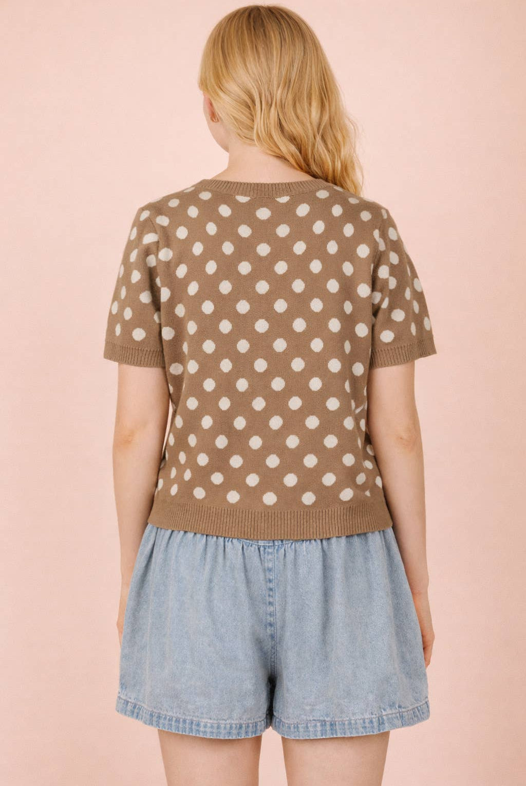 Polka Dot Button Down Knit Sweater Cardigan-Sweater Cardigan-VERY J-Stuffology - Where Vintage Meets Modern, A Boutique for Real Women in Crosbyton, TX