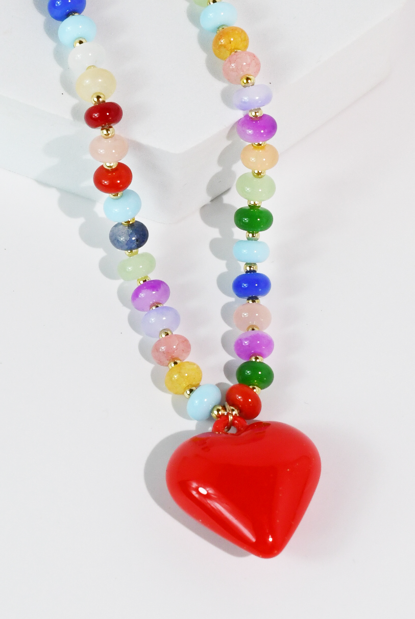 Happy colorful heart Necklace-necklace-Treasure Jewels Inc.-Stuffology - Where Vintage Meets Modern, A Boutique for Real Women in Crosbyton, TX