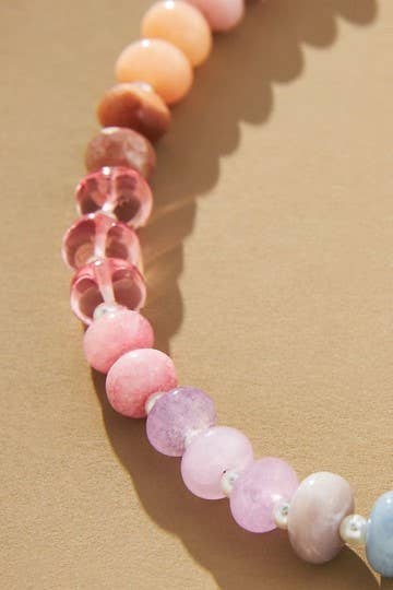 NATURAL AGATE GLASS SEMI PRECIOUS BEAD NECKLACE | 80N896-JOSSLYN by wall to wall-Stuffology - Where Vintage Meets Modern, A Boutique for Real Women in Crosbyton, TX