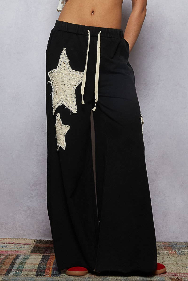 Star Patch Adjustable Waist Band Casual Pants-Pants-Pol Clothing-Stuffology - Where Vintage Meets Modern, A Boutique for Real Women in Crosbyton, TX