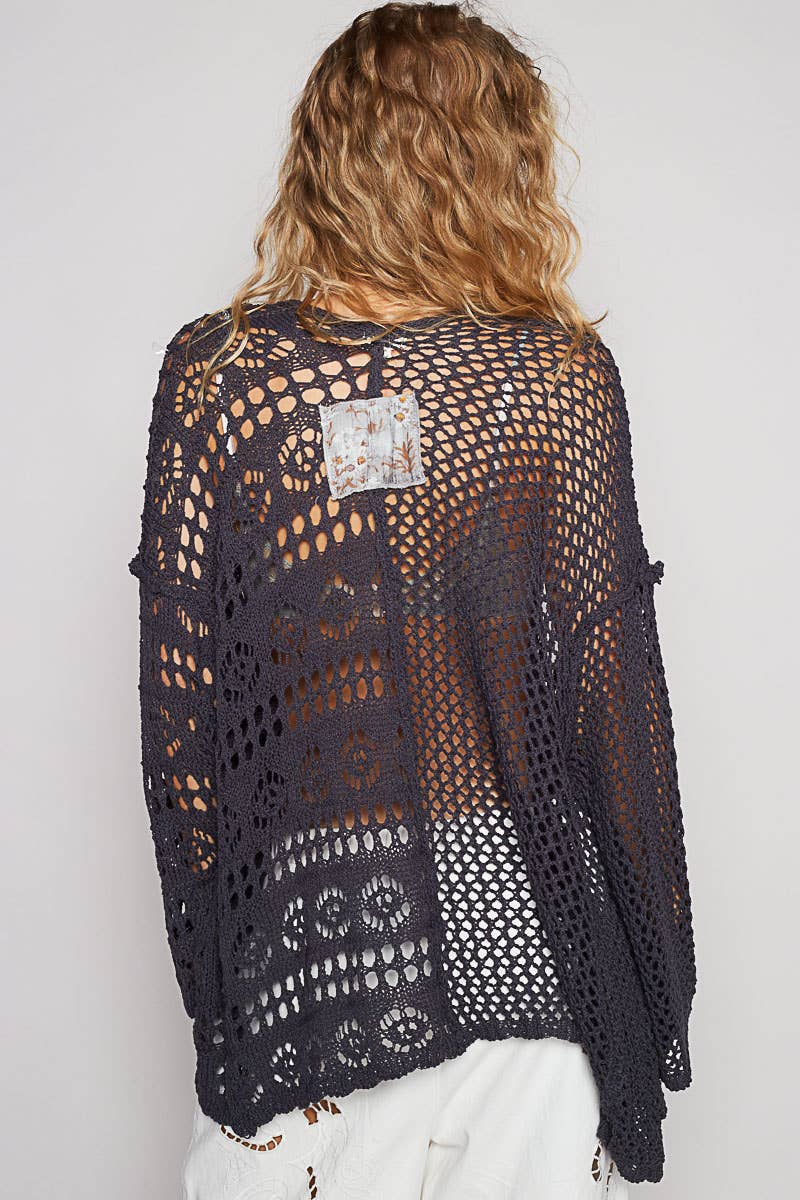 Long sleeve solid thin sweater cardigan top-Sweater Cardigan-Pol Clothing-Stuffology - Where Vintage Meets Modern, A Boutique for Real Women in Crosbyton, TX