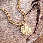 Coin Statement Chain Necklace in Worn Gold Tone-Necklaces-PennyLine inc-Stuffology - Where Vintage Meets Modern, A Boutique for Real Women in Crosbyton, TX