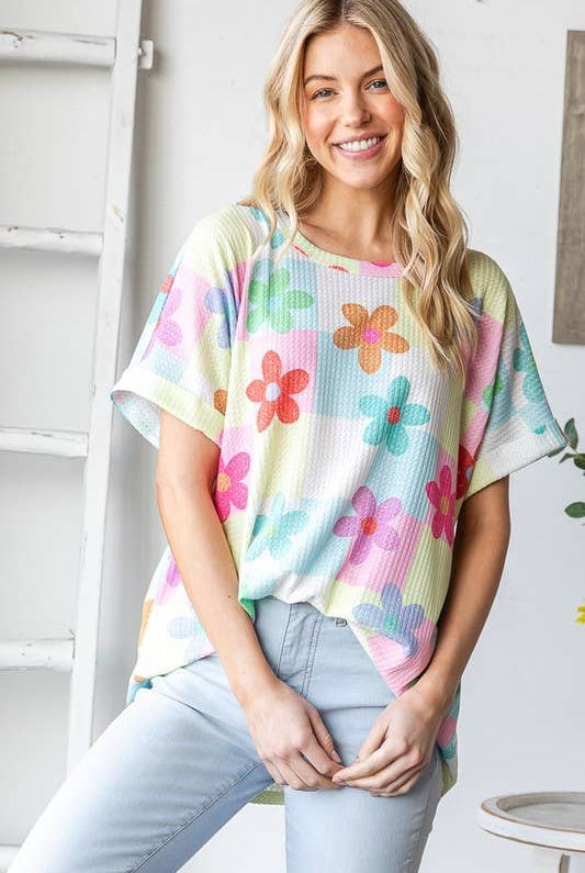 SHORT SLEEVE FLORAL PRINT TOP-Oversized Top-HEIMISH-Stuffology - Where Vintage Meets Modern, A Boutique for Real Women in Crosbyton, TX