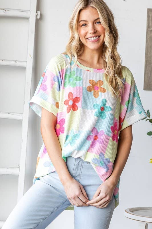 SHORT SLEEVE FLORAL PRINT TOP-Oversized Top-HEIMISH-Stuffology - Where Vintage Meets Modern, A Boutique for Real Women in Crosbyton, TX