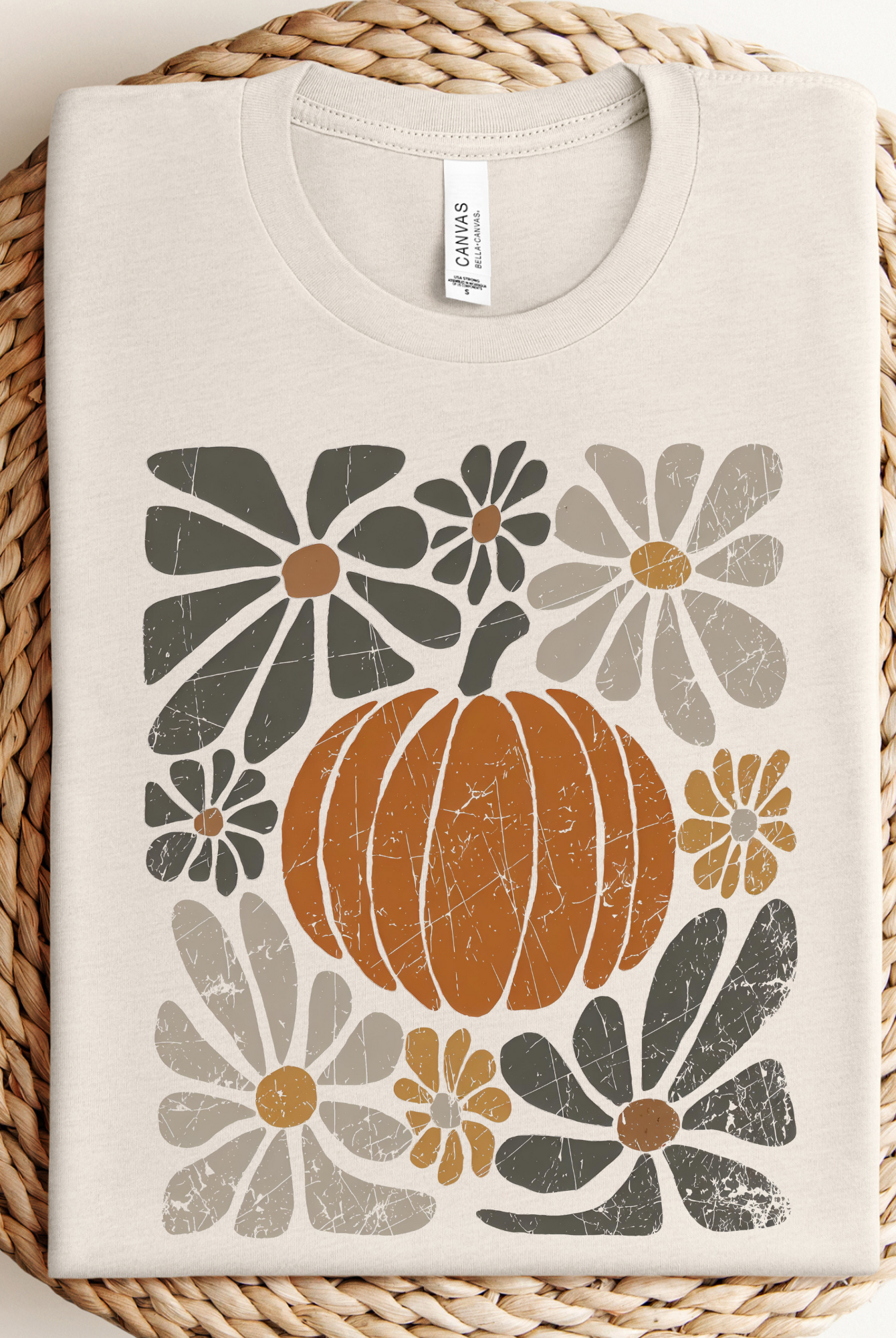 Boho Abstract Floral Pumpkin Graphic Tee/Crewneck-Willow Poppy-Stuffology - Where Vintage Meets Modern, A Boutique for Real Women in Crosbyton, TX