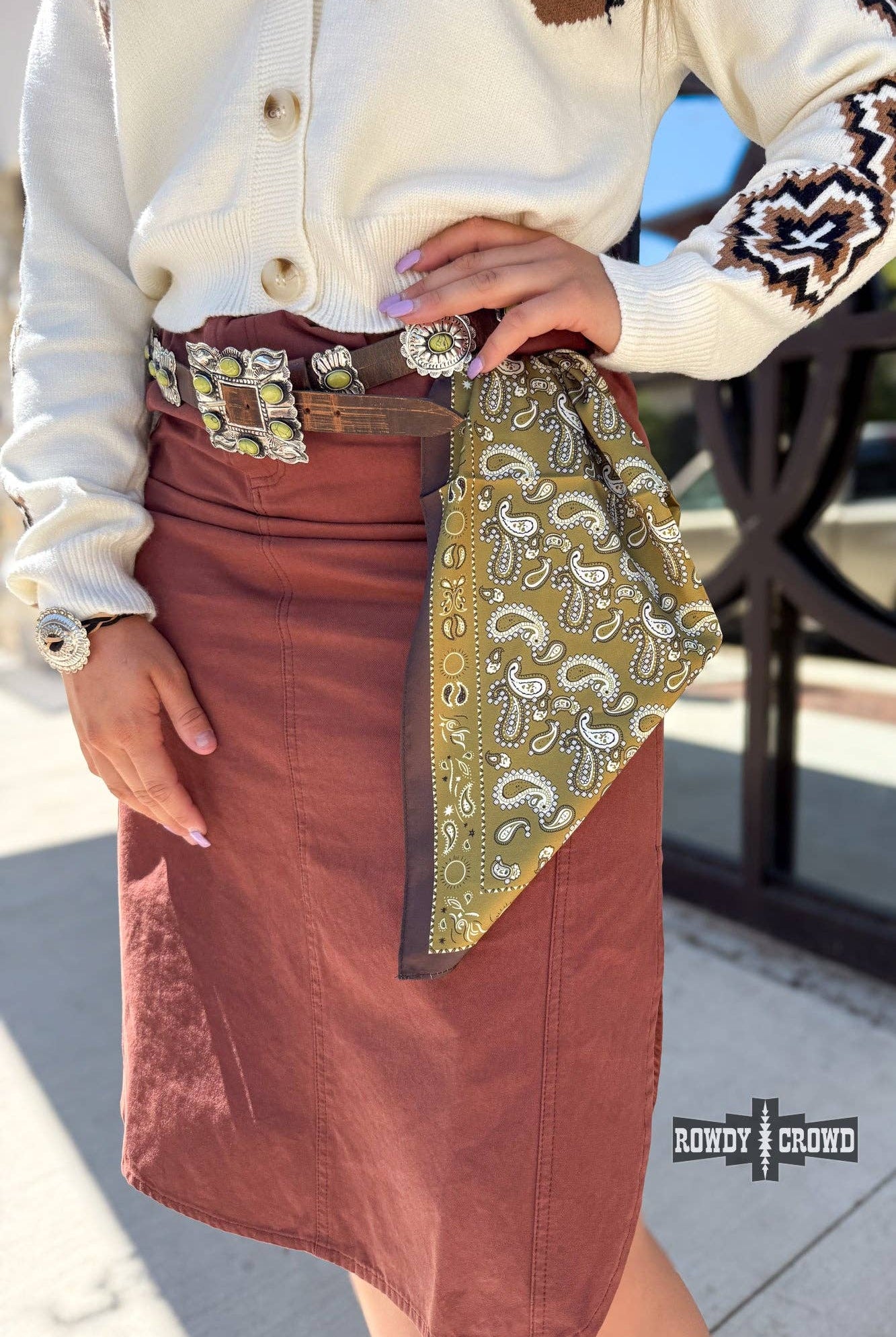 Saddle Green Wild Rag-Wild Rags-Stuffology Boutique-Stuffology - Where Vintage Meets Modern, A Boutique for Real Women in Crosbyton, TX