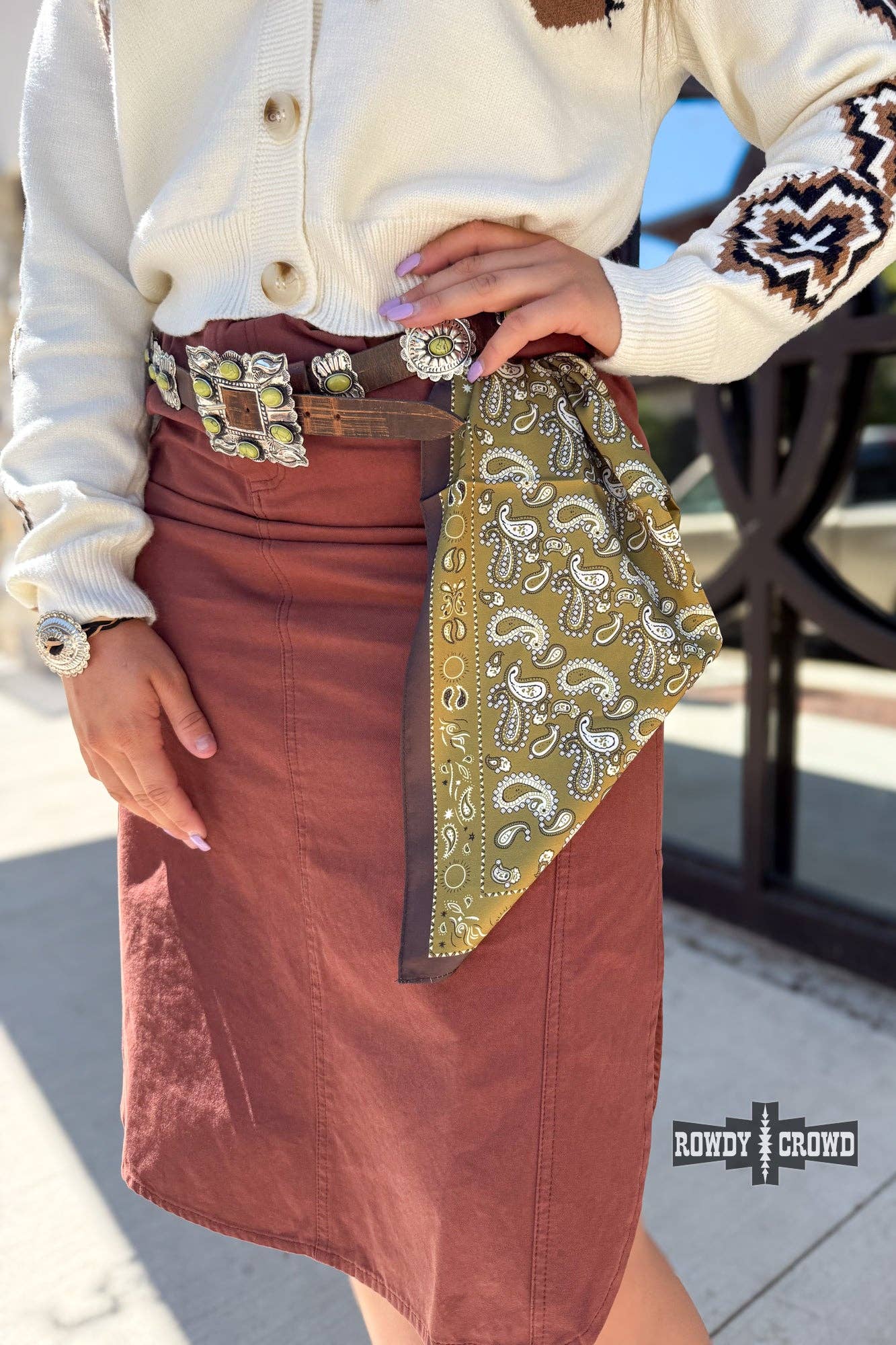 Saddle Green Wild Rag-Wild Rags-Stuffology Boutique-Stuffology - Where Vintage Meets Modern, A Boutique for Real Women in Crosbyton, TX