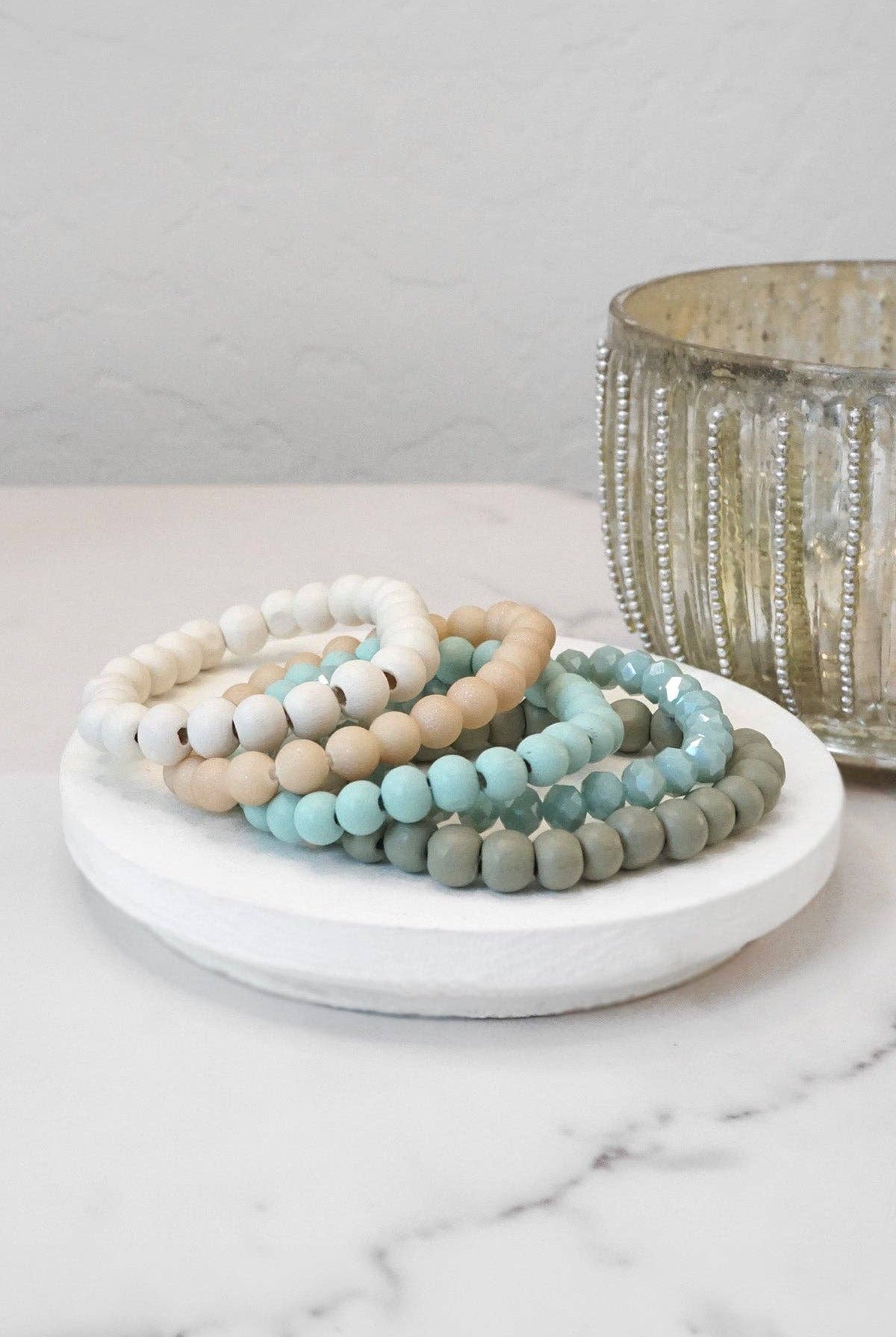 Wood glass basic bracelets stack beaded bracelet set-PennyLine inc-Stuffology - Where Vintage Meets Modern, A Boutique for Real Women in Crosbyton, TX