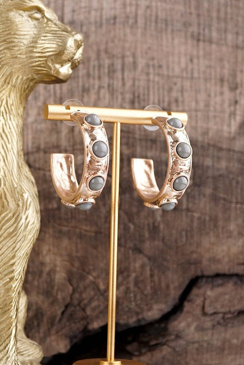 Jeweled Bubble Hoop Earrings – Colorful Acrylic Cabochons-PennyLine inc-Stuffology - Where Vintage Meets Modern, A Boutique for Real Women in Crosbyton, TX