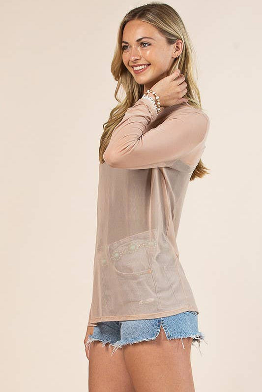 SOLID MOCK NECK MESH TOP-MESH TOP-Avery-Stuffology - Where Vintage Meets Modern, A Boutique for Real Women in Crosbyton, TX