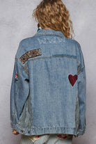Long sleeve denim embroidery roomy fit jacket-Denim Jacket-Pol Clothing-Stuffology - Where Vintage Meets Modern, A Boutique for Real Women in Crosbyton, TX
