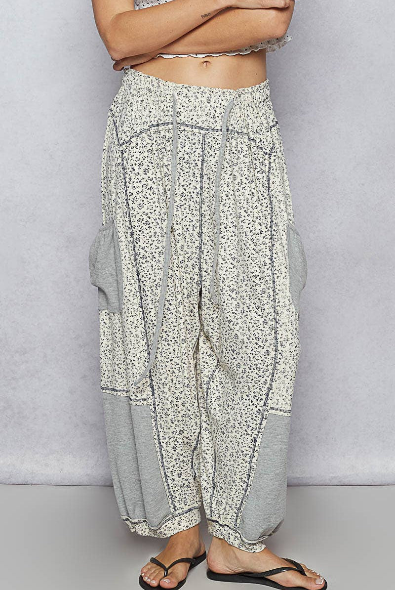 POL Clothing Floral Patch Knit Joggers-Joggers-Pol Clothing-Stuffology - Where Vintage Meets Modern, A Boutique for Real Women in Crosbyton, TX