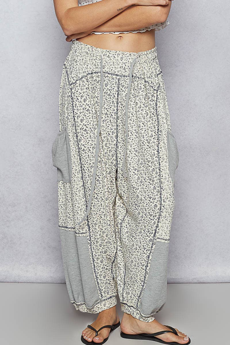 POL Clothing Floral Patch Knit Joggers-Joggers-Pol Clothing-Stuffology - Where Vintage Meets Modern, A Boutique for Real Women in Crosbyton, TX