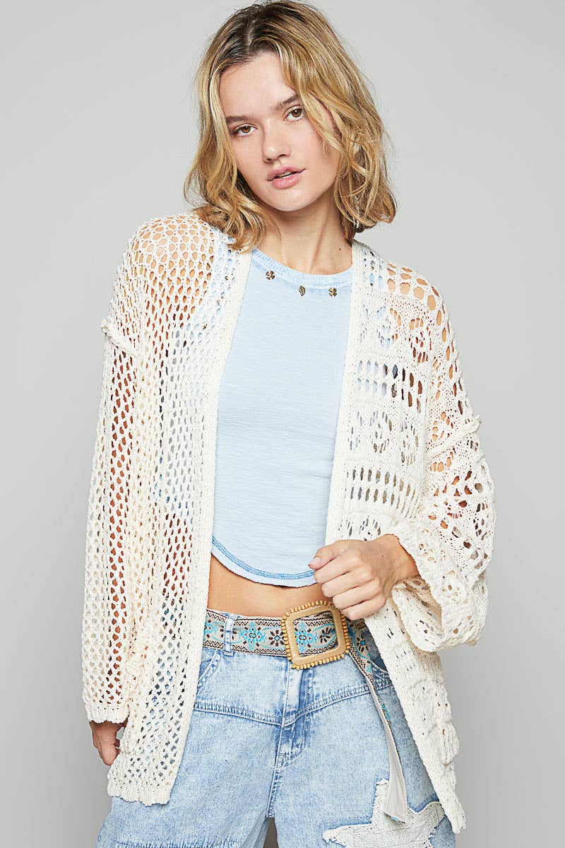 Long sleeve solid thin sweater cardigan top-Sweater Cardigan-Pol Clothing-Stuffology - Where Vintage Meets Modern, A Boutique for Real Women in Crosbyton, TX