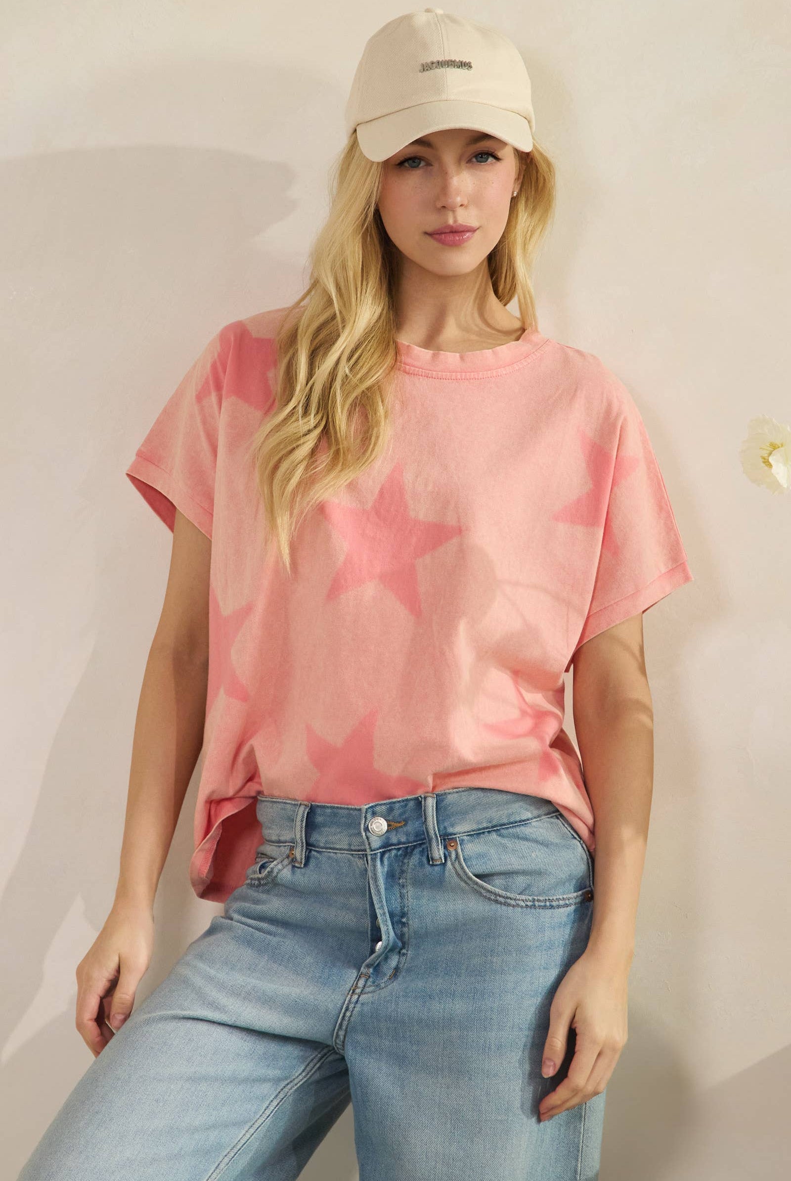 FADED STAR-PRINT OVERSZED TOP-Tees-Sage + Fig-Stuffology - Where Vintage Meets Modern, A Boutique for Real Women in Crosbyton, TX
